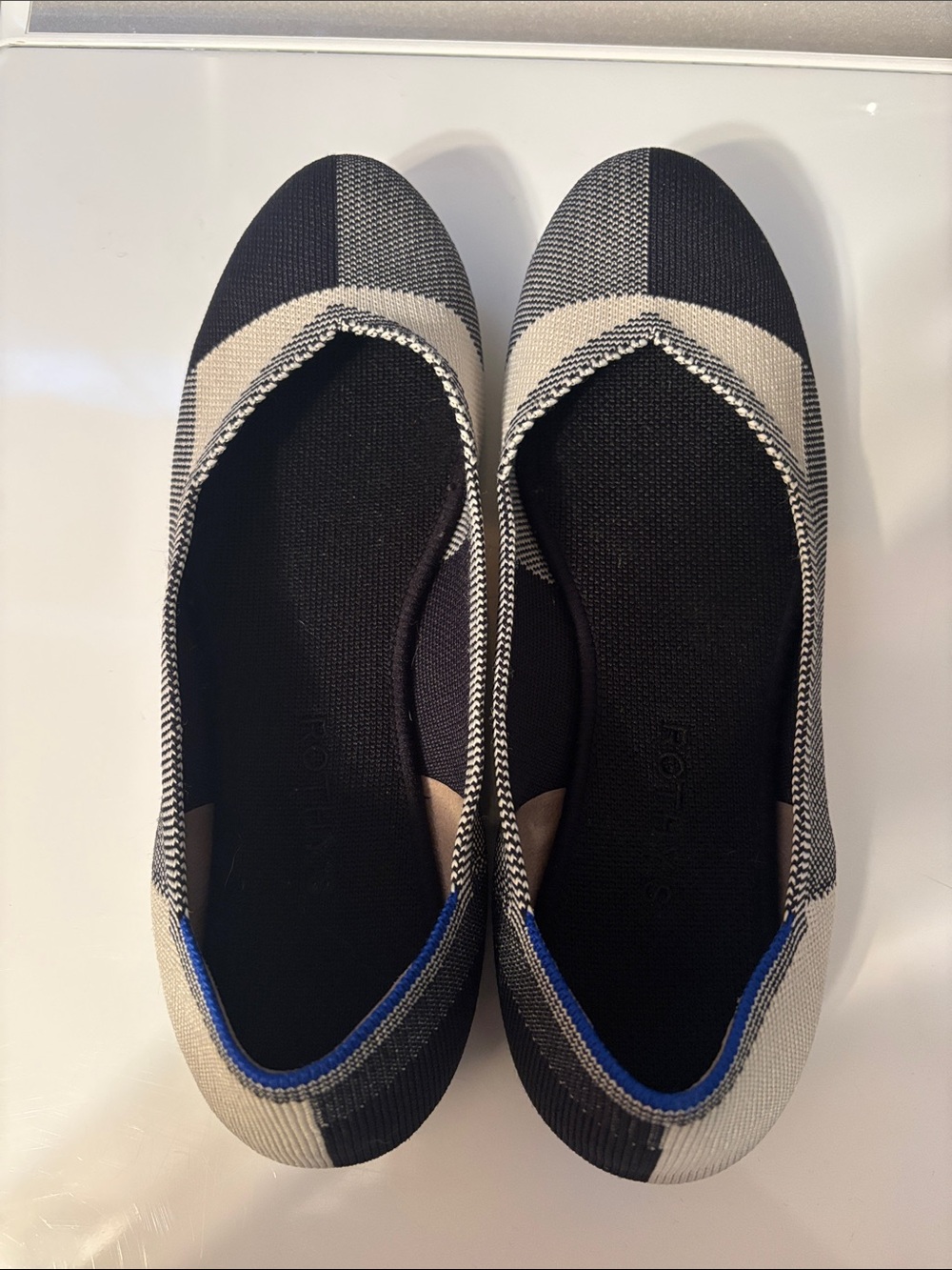 Rothy’s Black and Cream Ballet Flats - Captoe Black